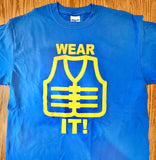 WEAR IT! T-shirt (blue with yellow imprint)